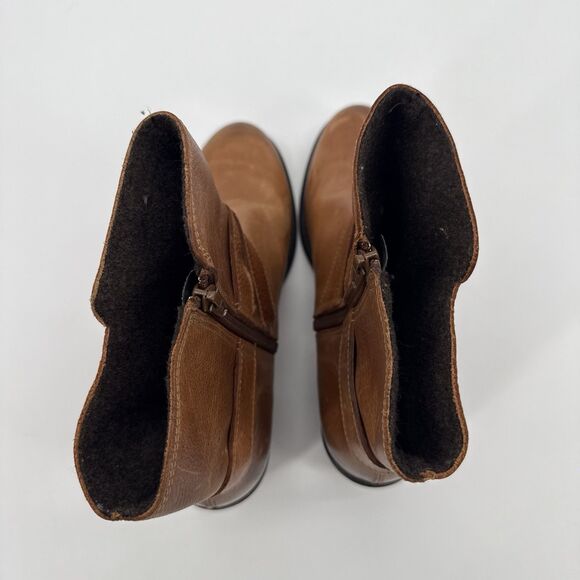 Ten Points Brown Tan Distressed Leather Ankle Boots Lined Size EU 40 - Picture 5 of 14
